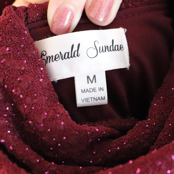 Sparkly Backless Fitted Burgundy Dress | 090 - Picture 5 of 6